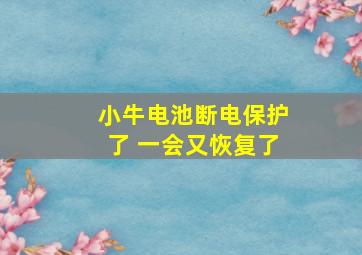 小牛电池断电保护了 一会又恢复了